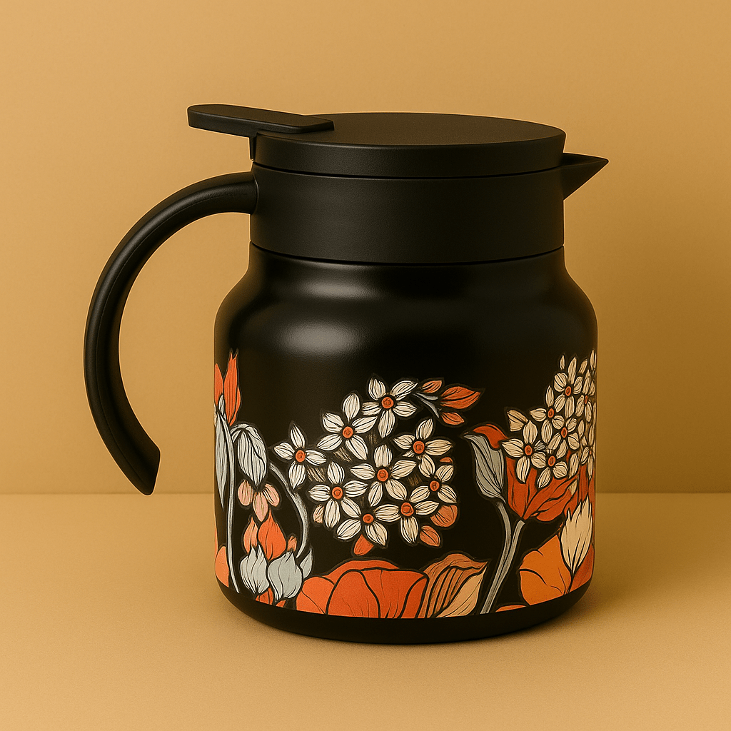 Théièrea | Calyra — Théière isotherme fleurie 800ml Noir