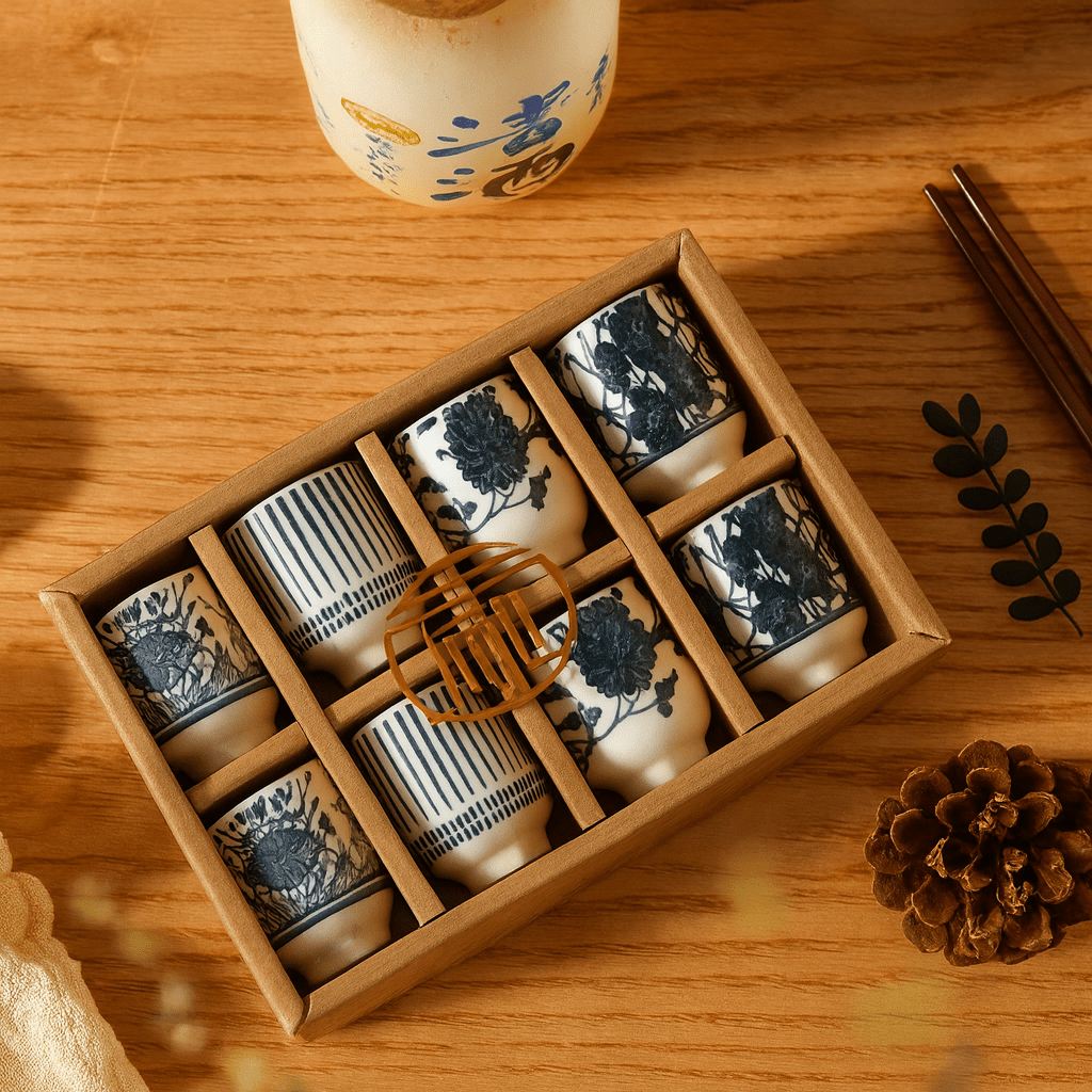 Théièrea® | Coffret 8 tasses à thé japonaises en céramique 35ml 8 tasses