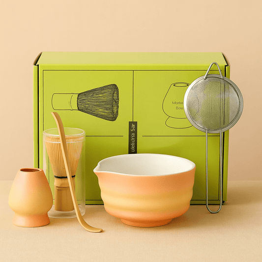 Théièrea | Kit matcha 7 pièces bol et porte fouet céramique japonaise Orange