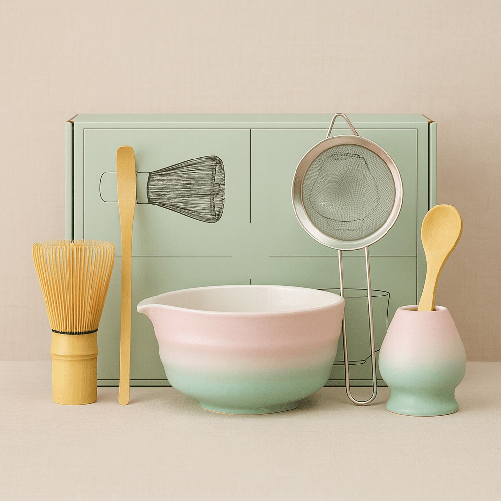 Théièrea | Kit matcha 7 pièces bol et porte fouet céramique japonaise Rose
