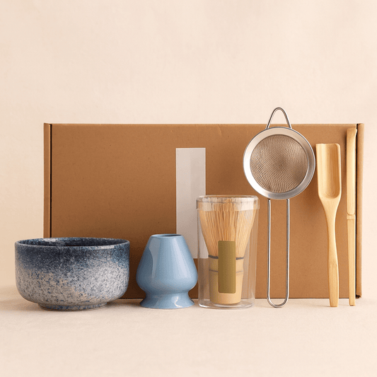 Théièrea | Kit matcha cérémonie japonaise 6 pièces avec bol et tamis Bleu