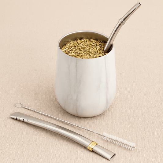 Théièrea | Kit maté complet inox 230ml avec paille filtrante Marbre