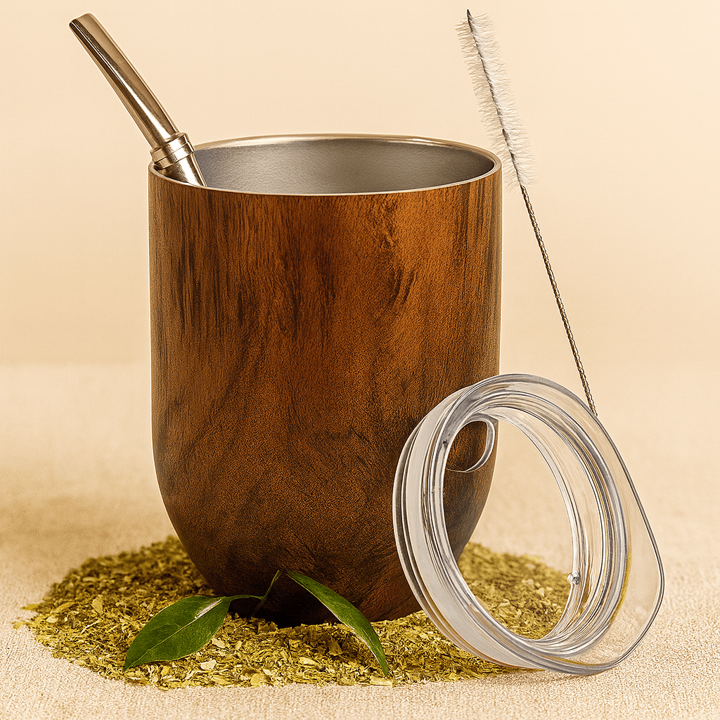 Théièrea | Kit yerba maté tasse double paroi bois inox 350ml Bois