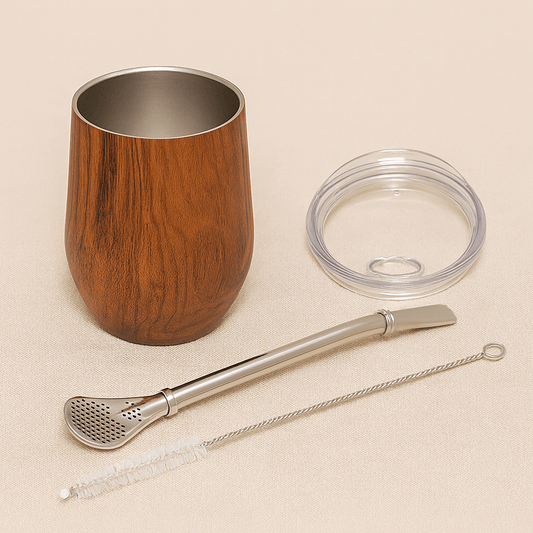 Théièrea | Kit yerba maté tasse double paroi bois inox 350ml Bois
