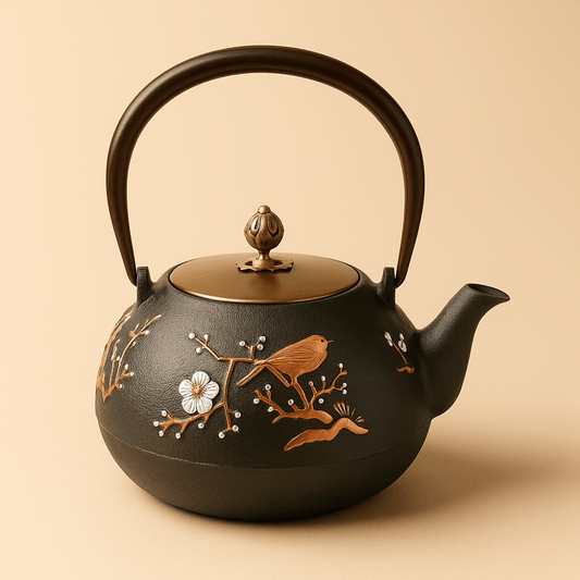 Théièrea | Kotori — Théière en fonte décorée d’oiseaux  850ml Noir