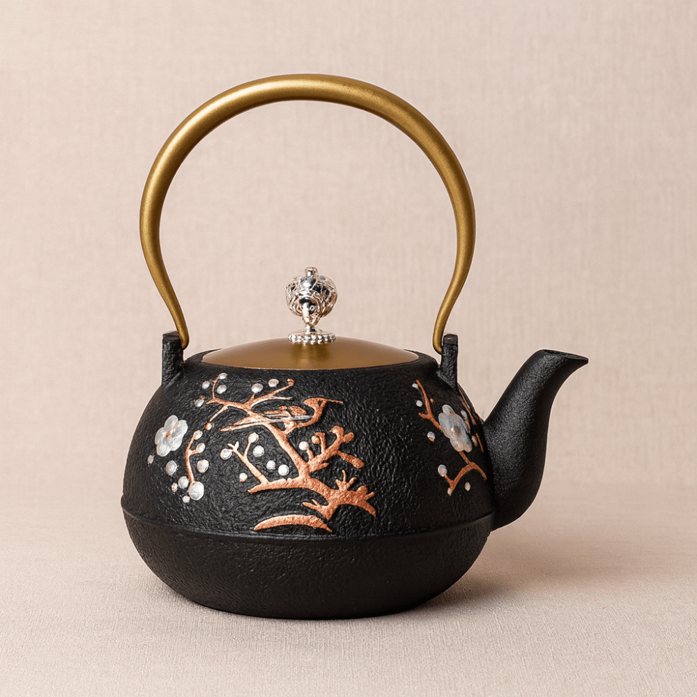 Théièrea | Kotori — Théière en fonte décorée d’oiseaux  850ml Noir