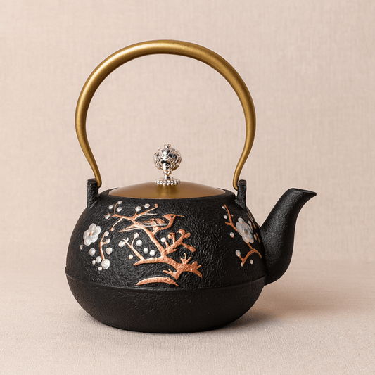 Théièrea | Kotori — Théière en fonte décorée d’oiseaux  850ml Noir