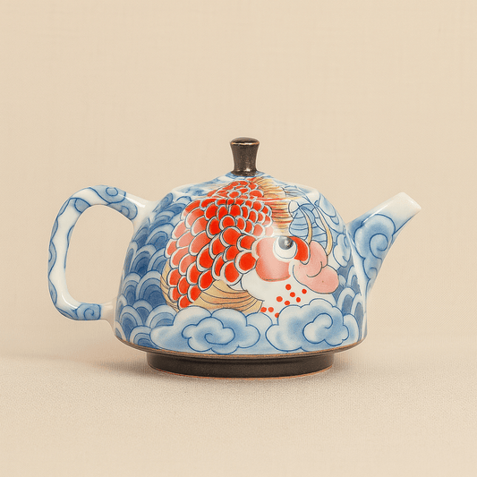 Théièrea | Longyu — Théière chinoise en porcelaine motif dragon de mer 150ml 1