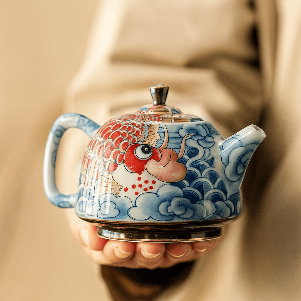 Théièrea | Longyu — Théière chinoise en porcelaine motif dragon de mer 150ml