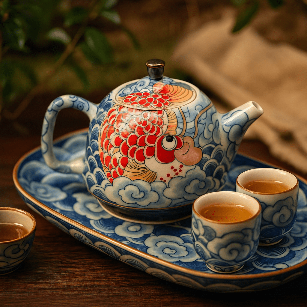 Théièrea | Longyu — Théière chinoise en porcelaine motif dragon de mer 150ml