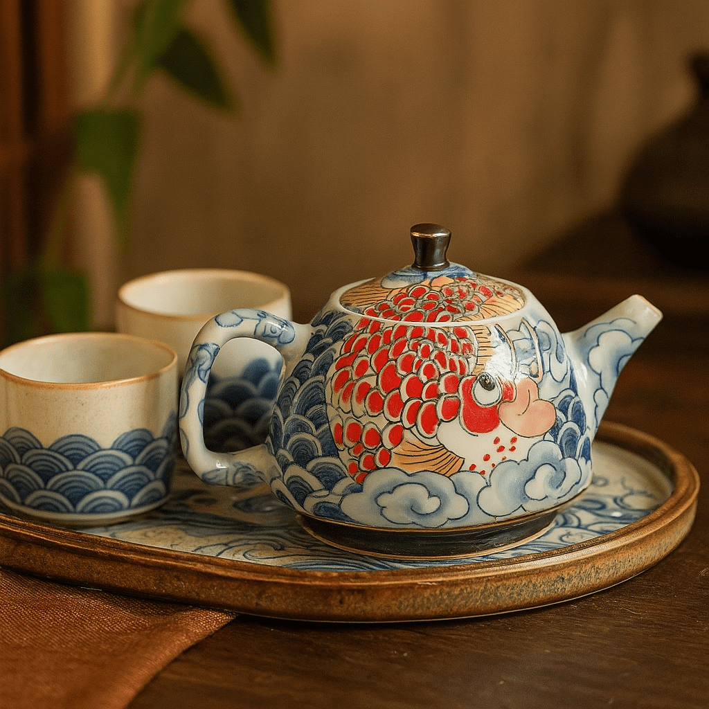 Théièrea | Longyu — Théière chinoise en porcelaine motif dragon de mer 150ml