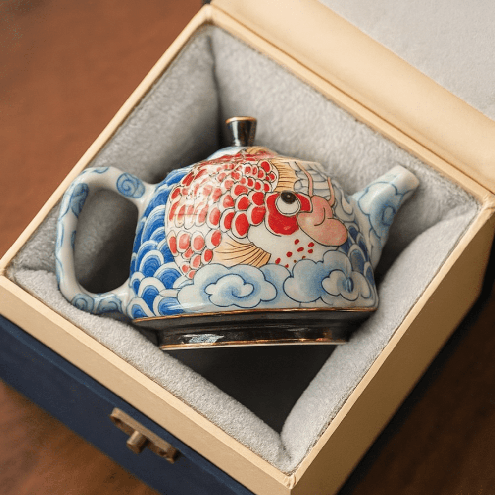 Théièrea | Longyu — Théière chinoise en porcelaine motif dragon de mer 150ml