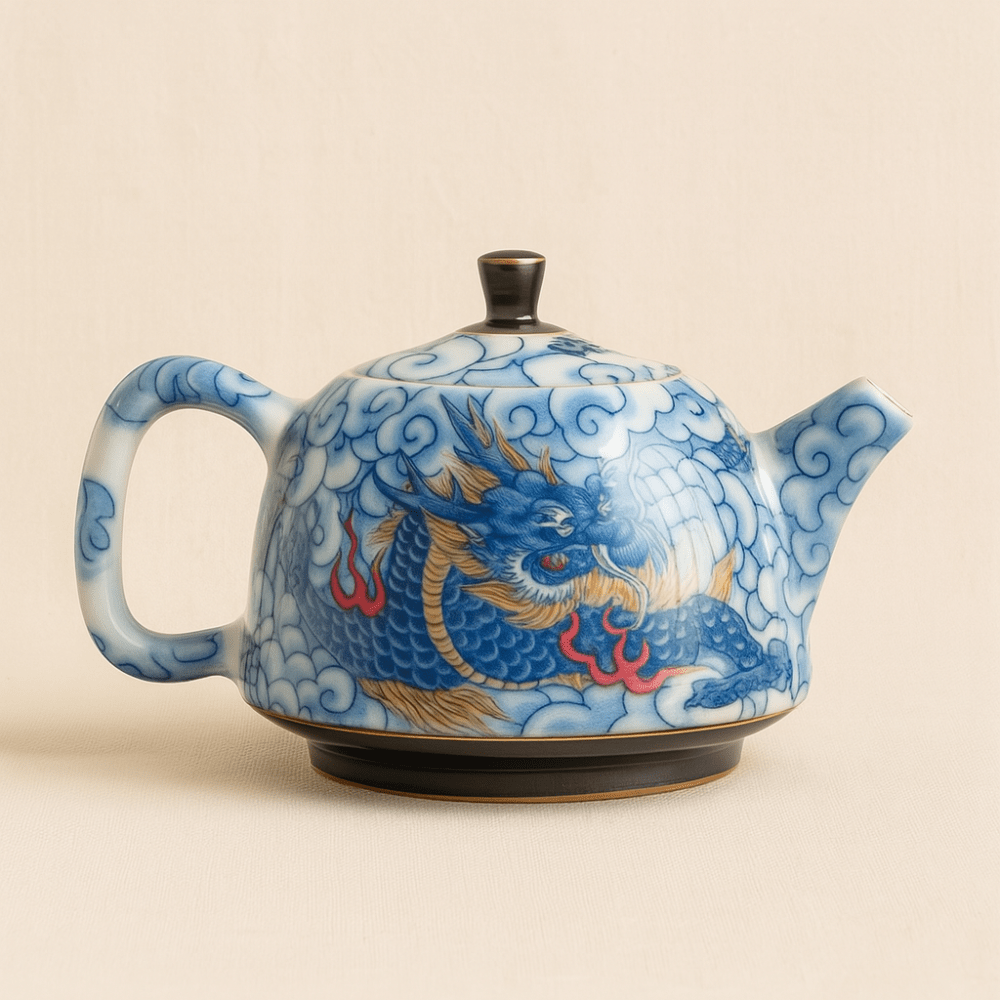 Théièrea | Longyu — Théière chinoise en porcelaine motif dragon de mer 150ml 2