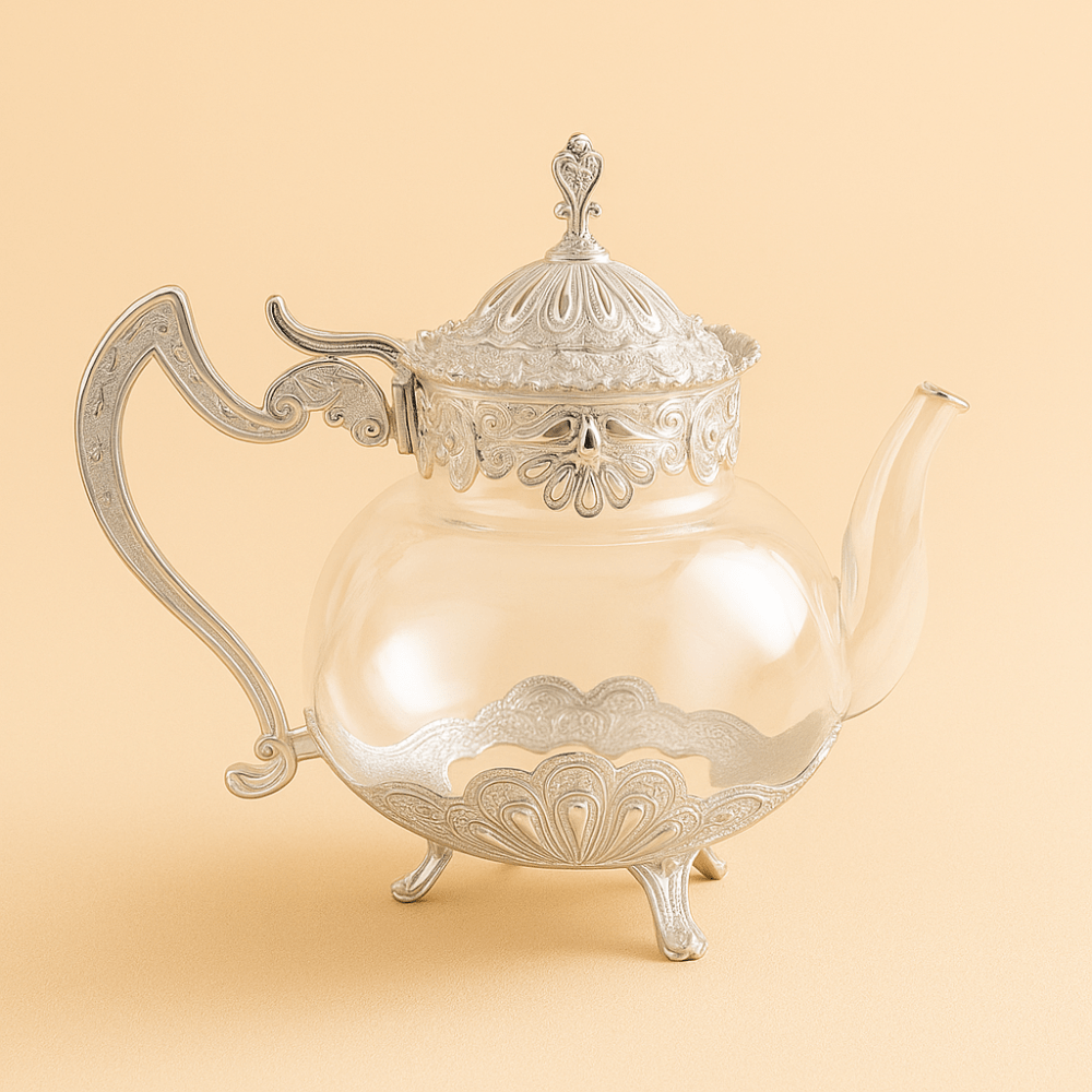 Théièrea | Malika — Théière marocaine luxueuse en verre Argent