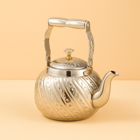 Théièrea | Nacira — Théière marocaine argentée en acier inoxydable 1.0 L