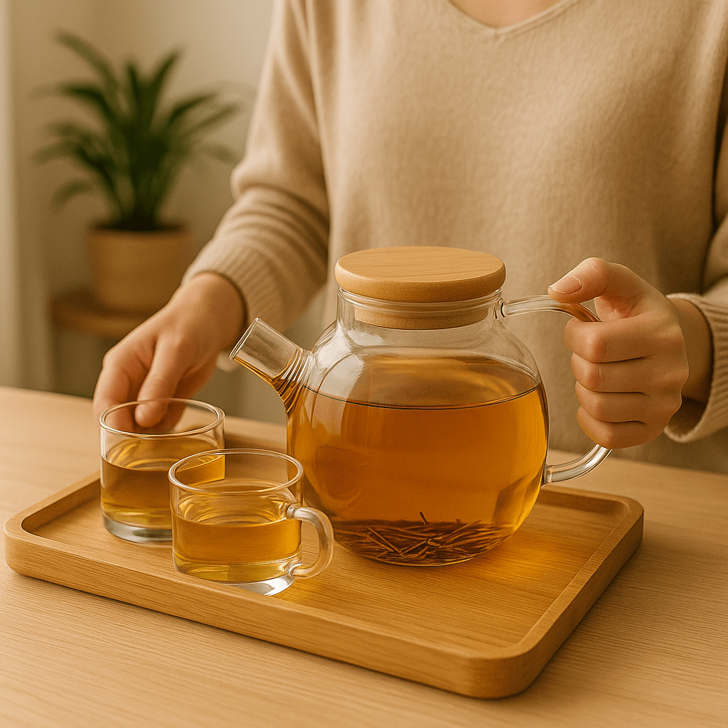 Théièrea | Orbe  — Théière en verre avec couvercle en bois
