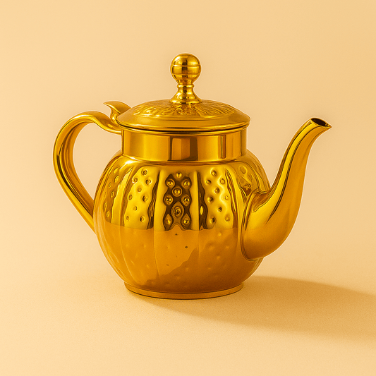 Théièrea | Qamar — Théière marocaine dorée en acier inoxydable 600 ml