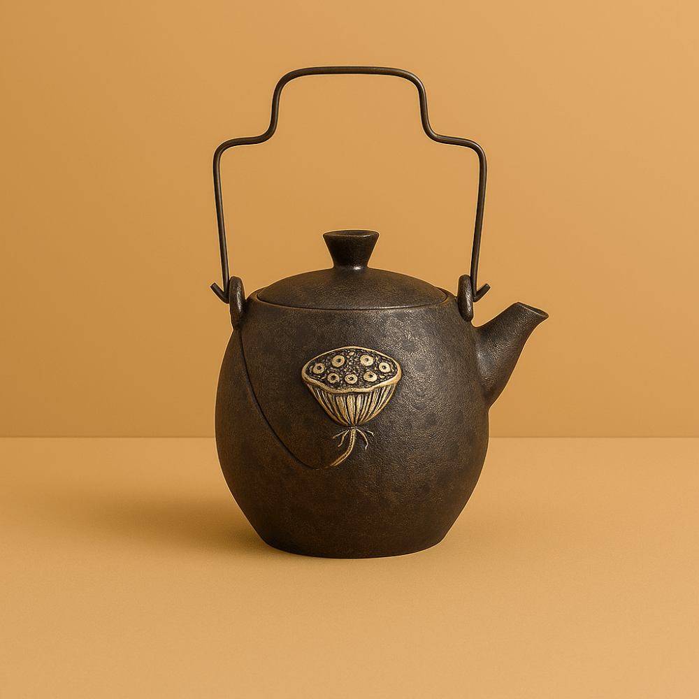 Théièrea | Rei — Théière japonaise en fer doré émaillé 220ml Noir
