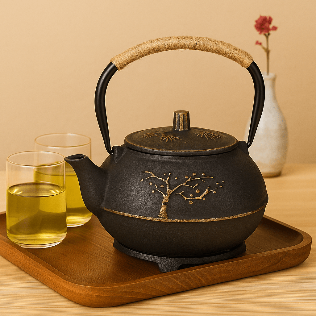 Théièrea | Satori — Théière en fonte avec motif fleur 900ml Noire