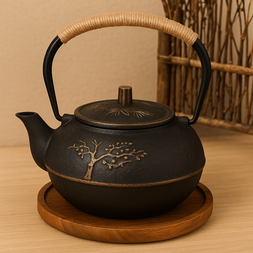 Théièrea | Satori — Théière en fonte avec motif fleur 900ml Noire