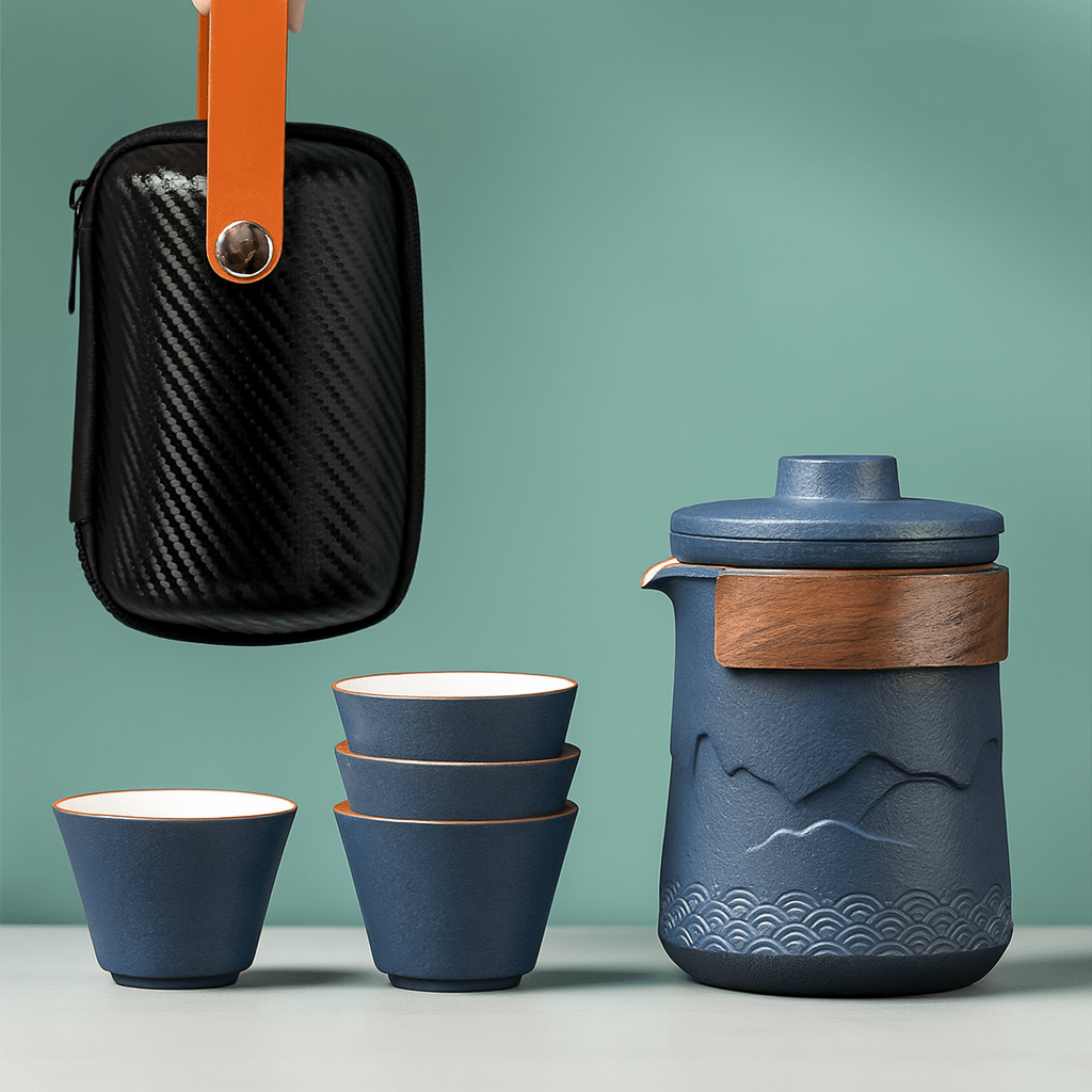 Théièrea | Shanyu — Service à thé de voyage en porcelaine 350ml Bleu