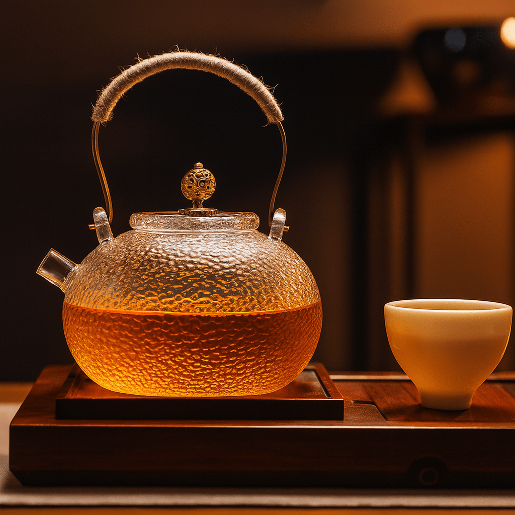 Théièrea | Suisen — Théière chinoise en verre avec poignée en cuivre 900 ml