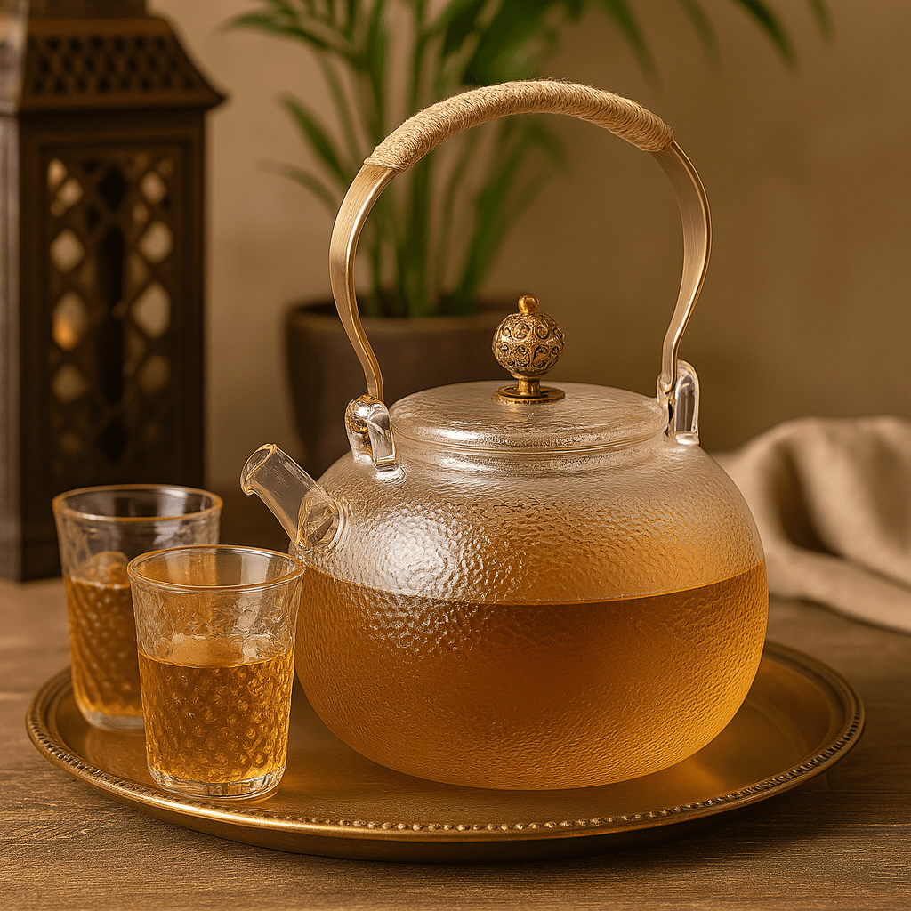 Théièrea | Suisen — Théière chinoise en verre avec poignée en cuivre 900 ml