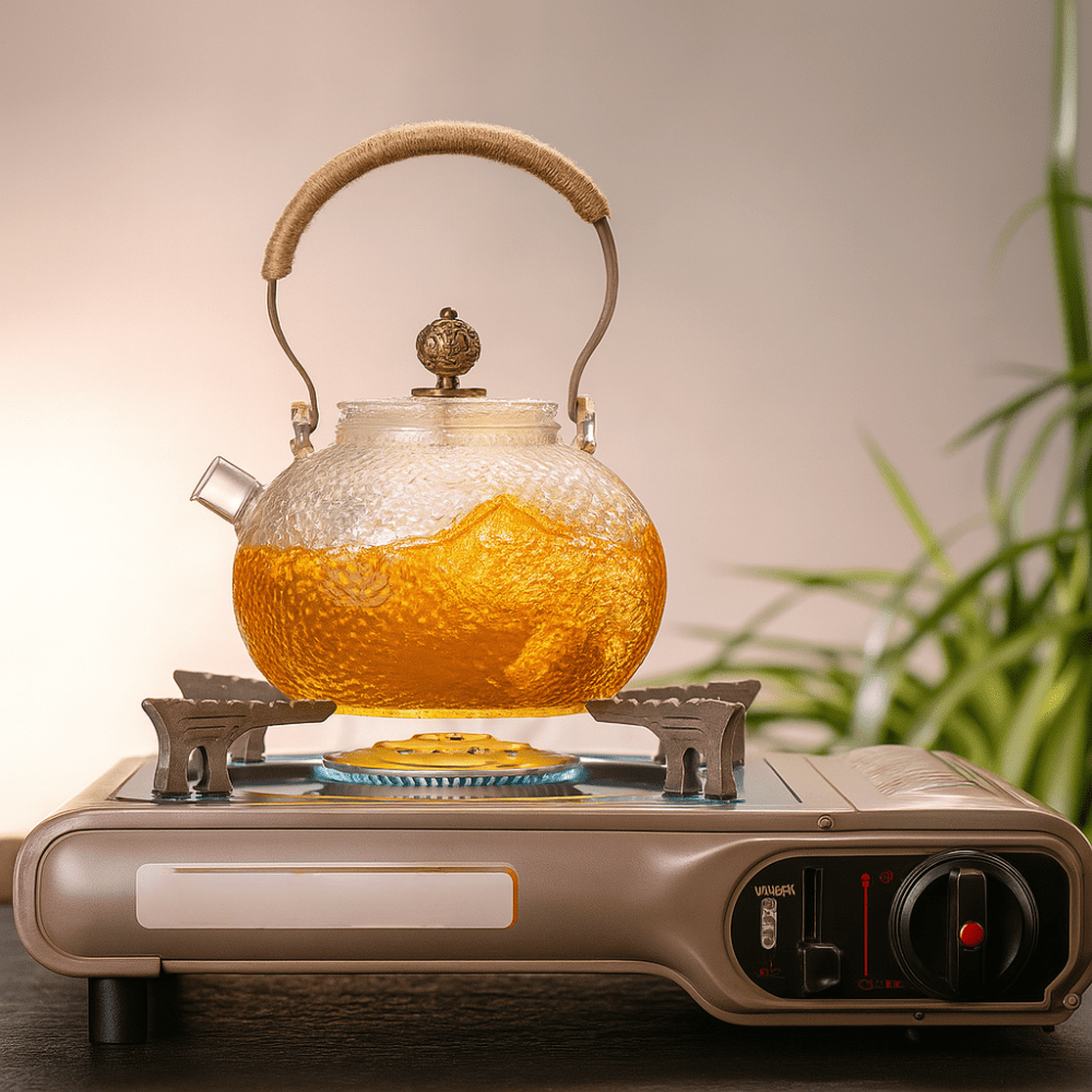 Théièrea | Suisen — Théière chinoise en verre avec poignée en cuivre 900 ml