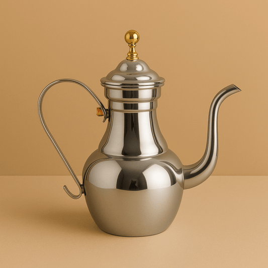 Théièrea | Sultan — Théière marocaine argentée en acier inoxydable 1.1 L