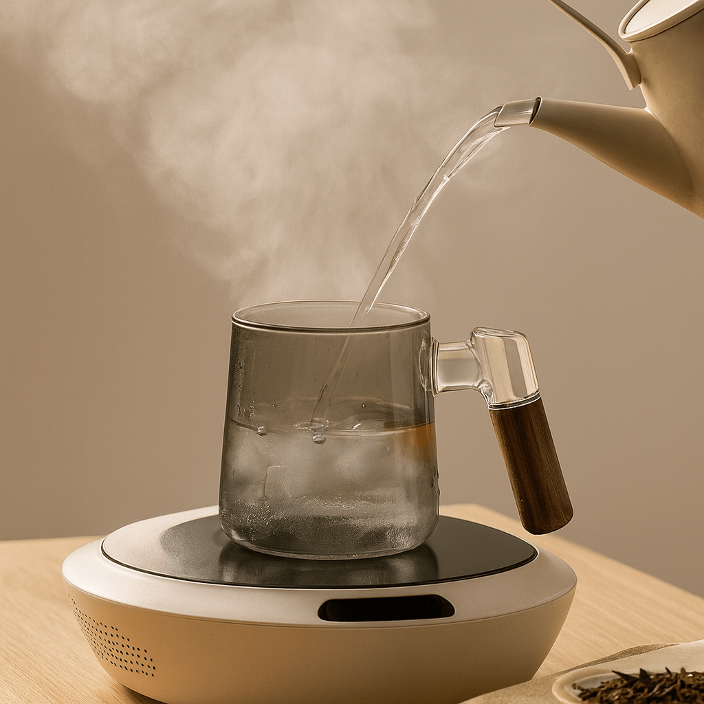 Théièrea | Tasse à thé en verre 400ml avec infuseur et couvercle bois