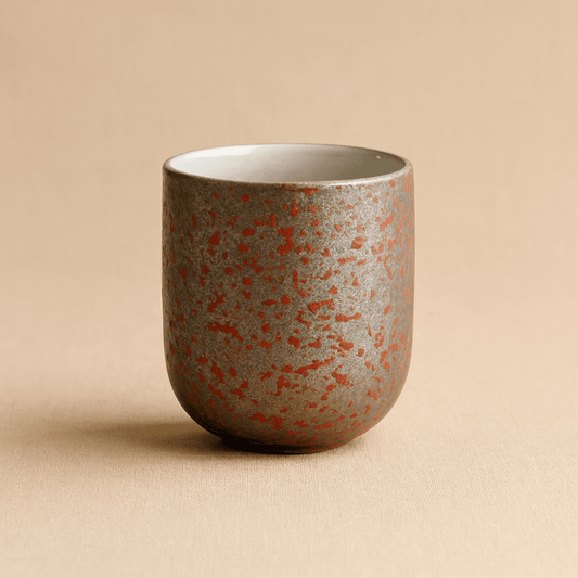 Théièrea® | Tasse à thé japonaises en céramique style rétro 110 ml Gris-Rouge