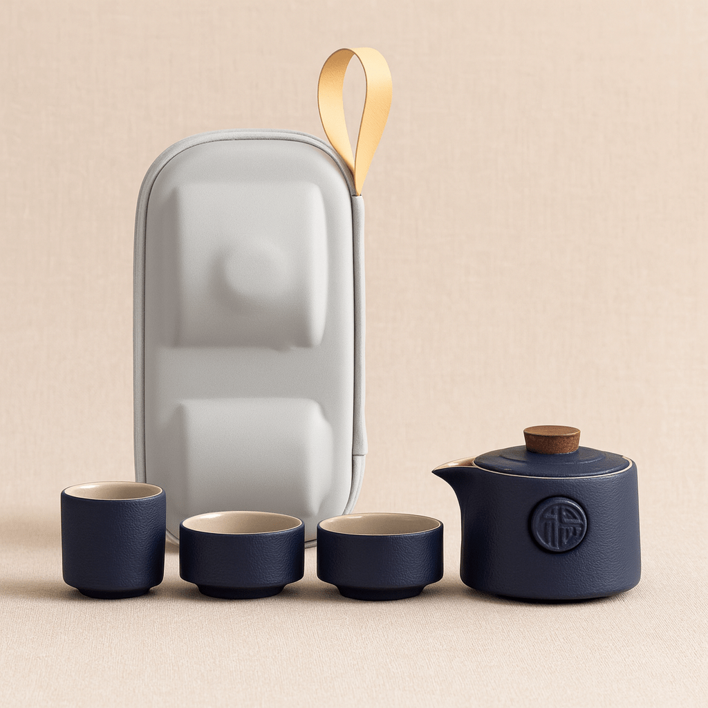 Théièrea | Tetsuya — Service à thé Kung Fu de voyage en céramique 175ml Bleu
